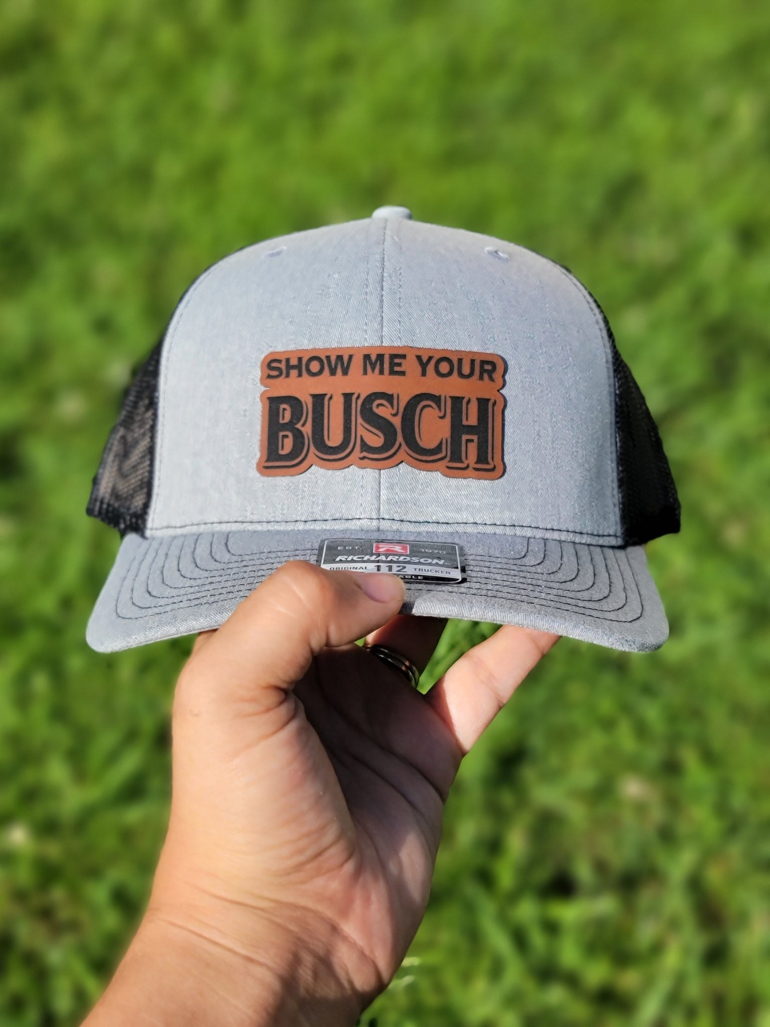 Show Me Your Busch ADULT Size Leather Patch Hat | Funny Hats | NSFW