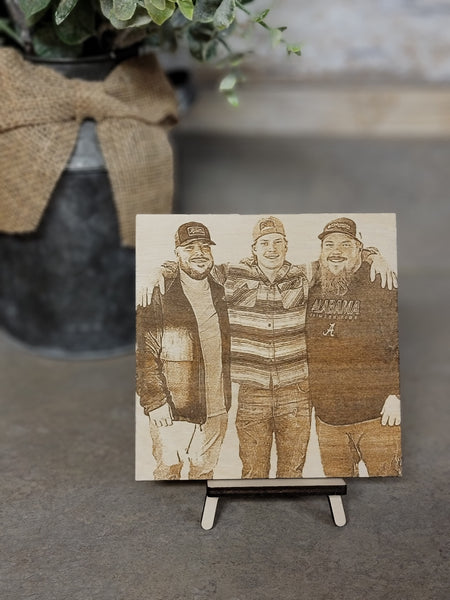 5x5 Lasered Photo Engravings w/Easel | Featured