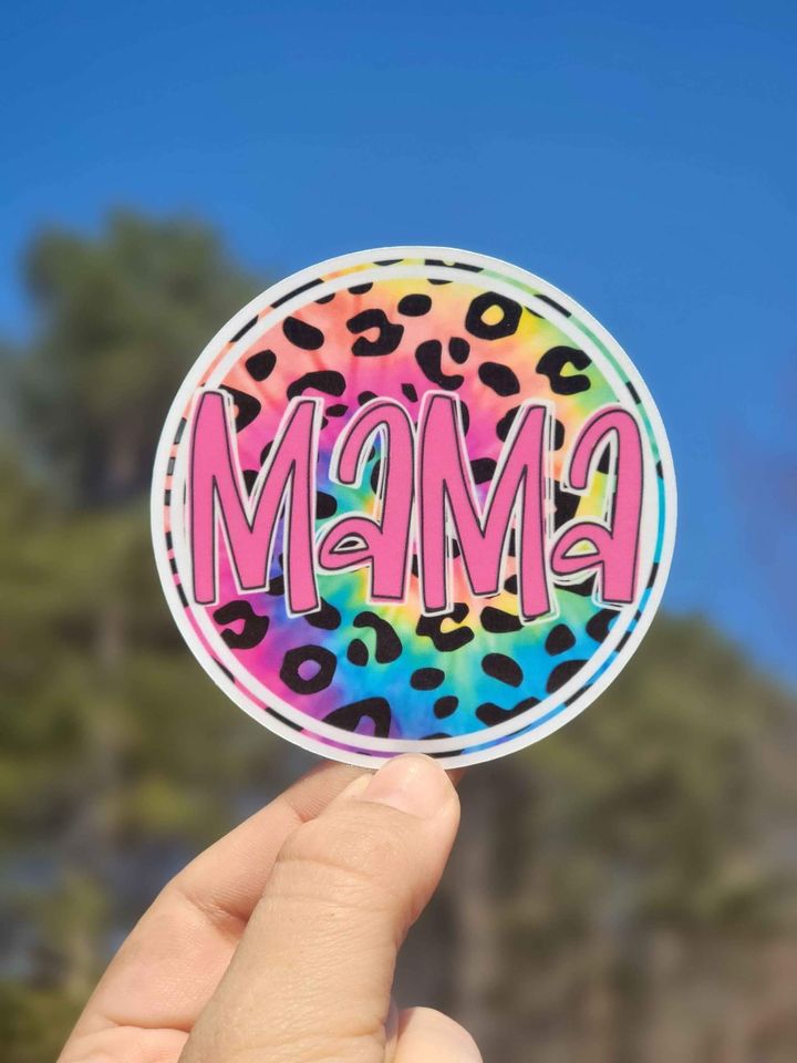 Colorful Leopard Mama Sticker