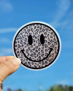 Retro Leopard Smiley Face Sticker