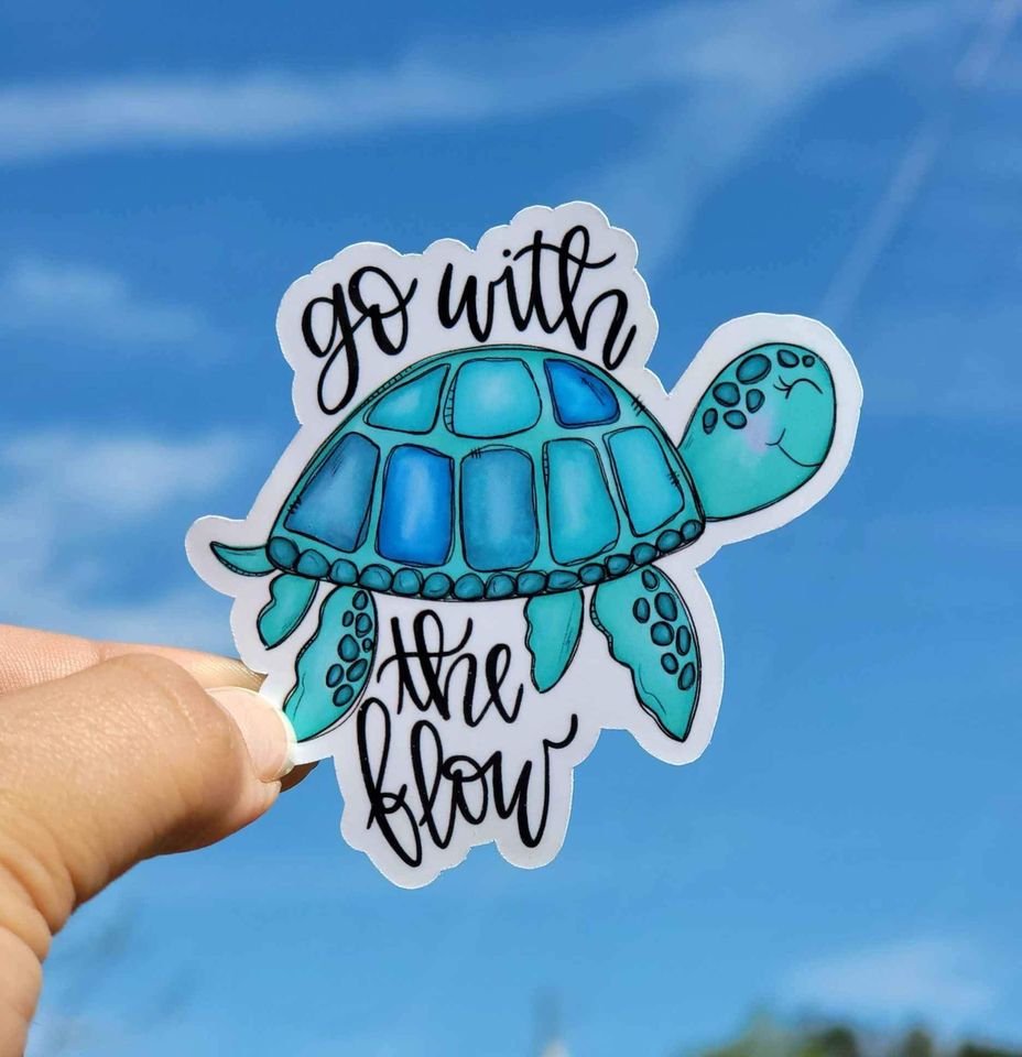 Go With The Flow Sticker | Sea Turtle Sticker