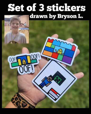 *Youth Artist* Set Of Three(3) Stickers | Minecraft | Lego | Roblox