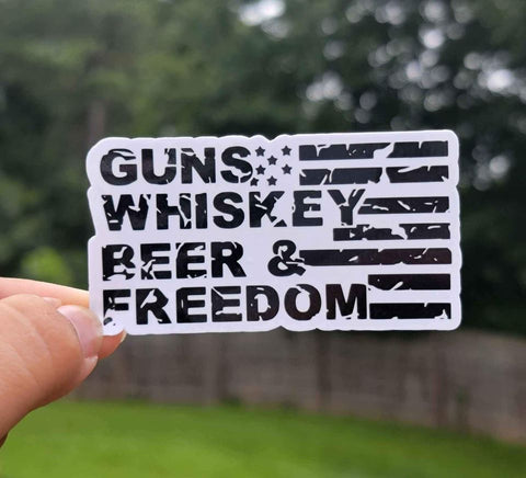 Whisky Beer and Freedom Sticker