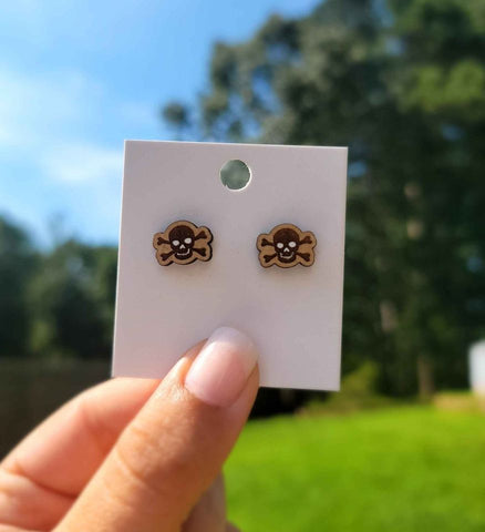 Halloween Themed Stud Earrings | Skull And Cross Bones Earrings