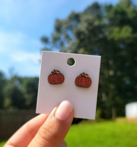 Fall Themed Stud Earrings | Leopard Pumpkin Stud Earrings