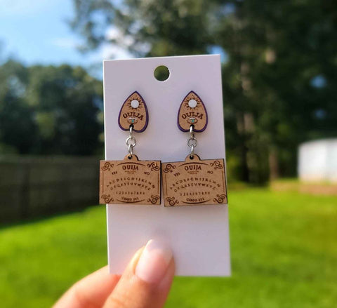 Halloween Themed Dangle Stud Earrings | Ouija Board Earrings