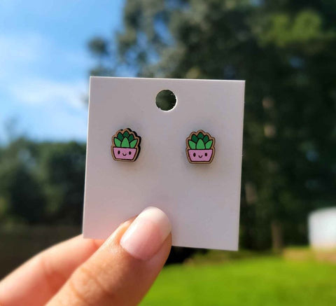 Kawaii Succulent Stud Earrings