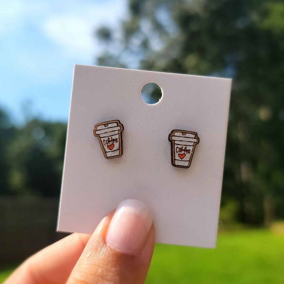 Fall Themed Stud Earrings | Coffee Cup