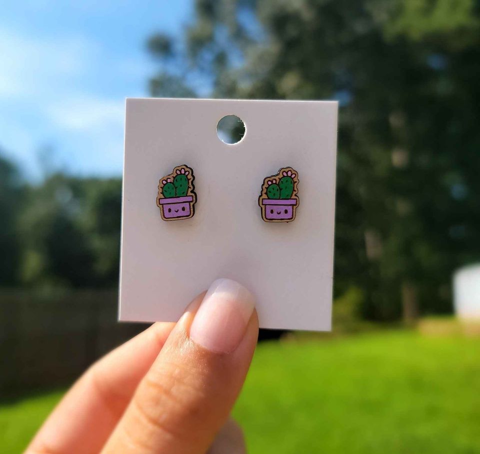 Kawaii Succulent Stud Earrings