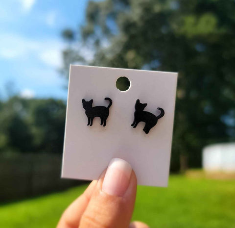 Halloween Themed Stud Earrings | Black Cat Style A Stud Earrings