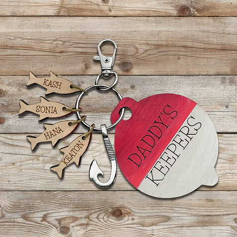 Daddy's Keepers (can be personalized) Bobber Keychain
