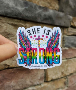 She Is Strong Sticker | Proverbs Scripture Sticker