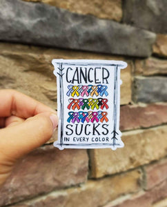 Cancer Sucks In Every Color Sticker