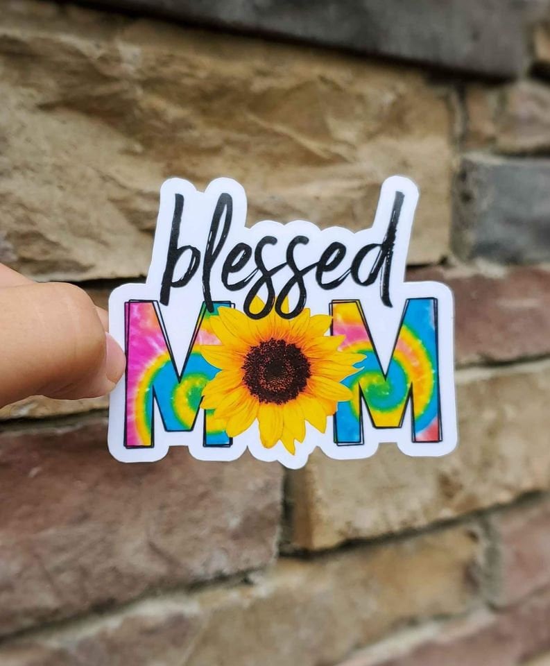 Blessed Mom Sunflower Sticker