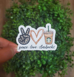 Peace Love Starbucks Sticker | Coffee Sticker