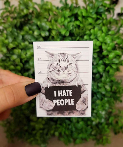 I Hate People Angry Cat Sticker | Cat Sticker